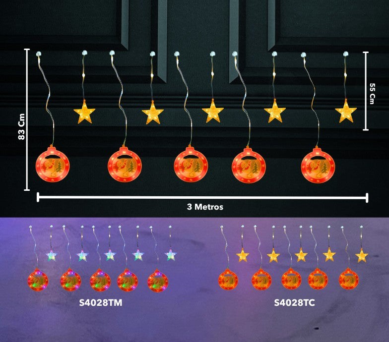 CORTINA DE MUÑECOS DE NIEVE Y ÁRBOL X100L 3M