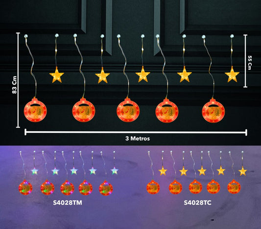CORTINA DE MUÑECOS DE NIEVE Y ÁRBOL X100L 3M