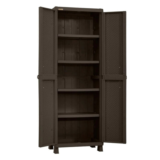 Armario grande de apariencia rattan en color wengue, elegante y resistente.