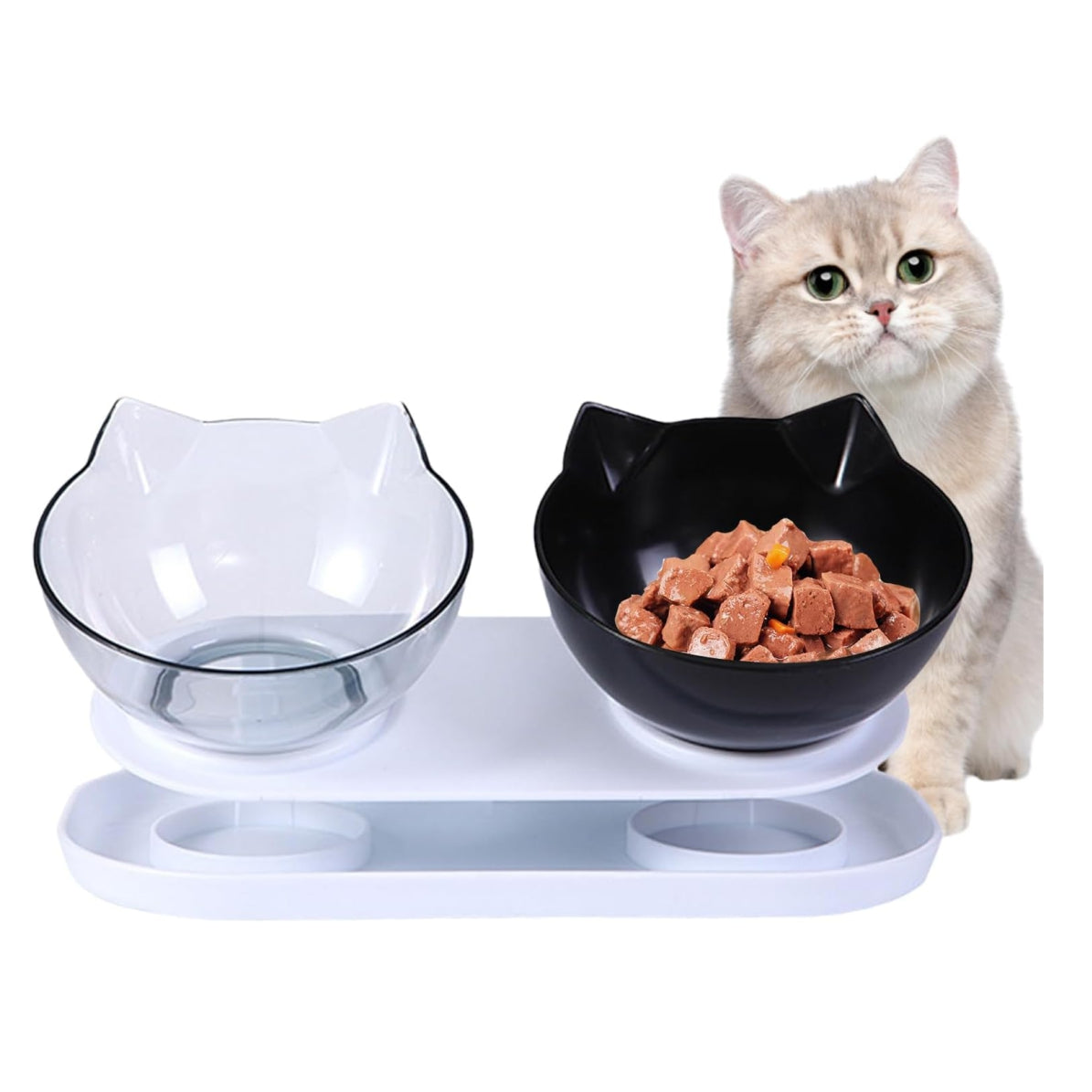 Comedero Mascotas Con Base y Dos Platos