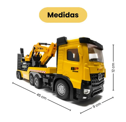 Camión Tráiler Con Excavadora RC 2.4GHz Juguete A Control Remoto Con Batería Recargable para Niños