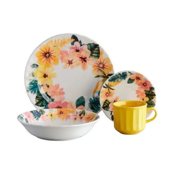 Vajilla CORONA Caribeña 4 Puestos / 16 Piezas