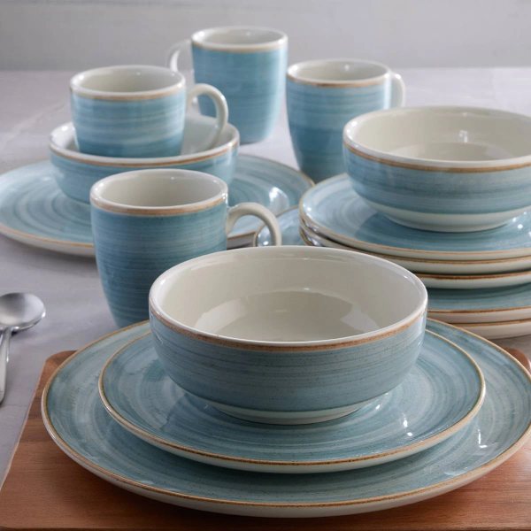 *Vajilla Corona Caoba Azul 4 puestos 16 piezas*