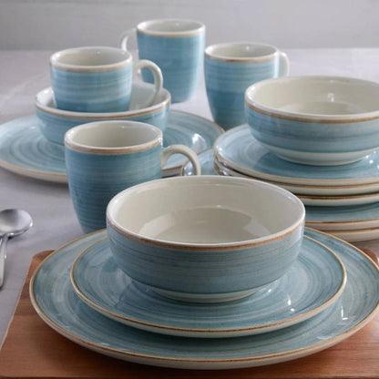 *Vajilla Corona Caoba Azul 4 puestos 16 piezas*