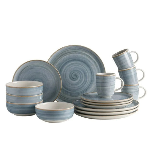 *Vajilla Corona Caoba Azul 4 puestos 16 piezas*