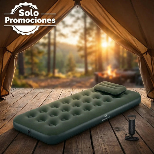 Combo Colchón Inflable Junior + Almohada +Bomba Manual 185x76x22