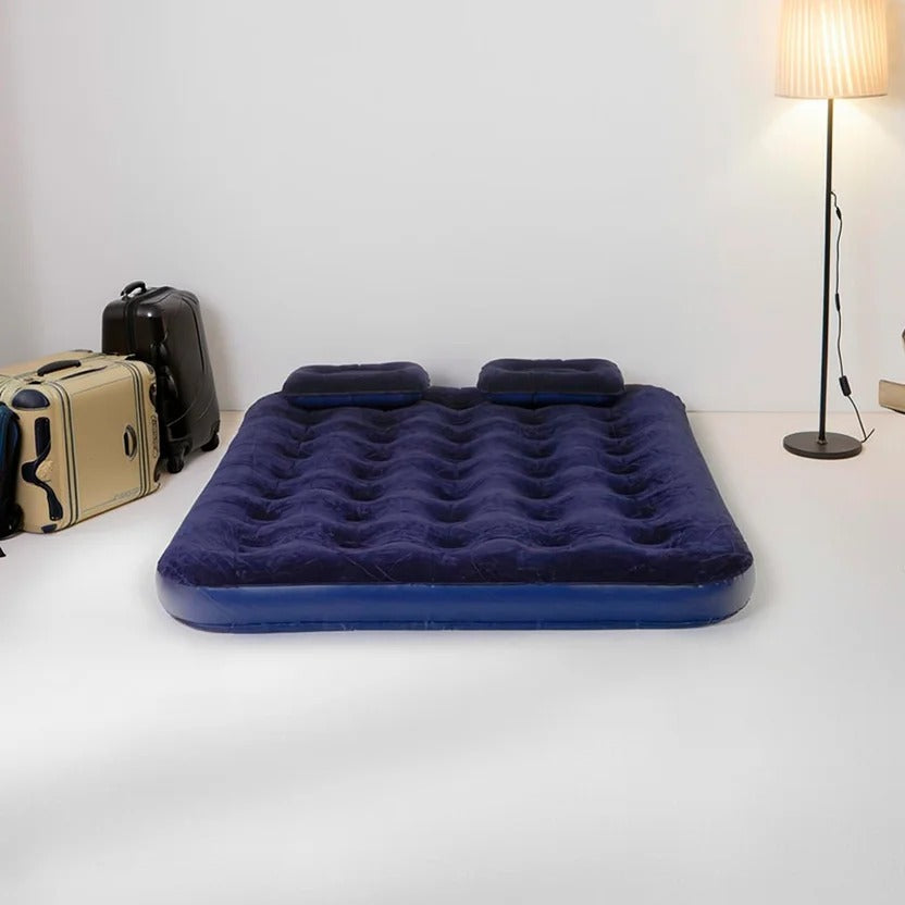 Combo Colchón Inflable Doble + 2 Almohadas + Bomba Manual