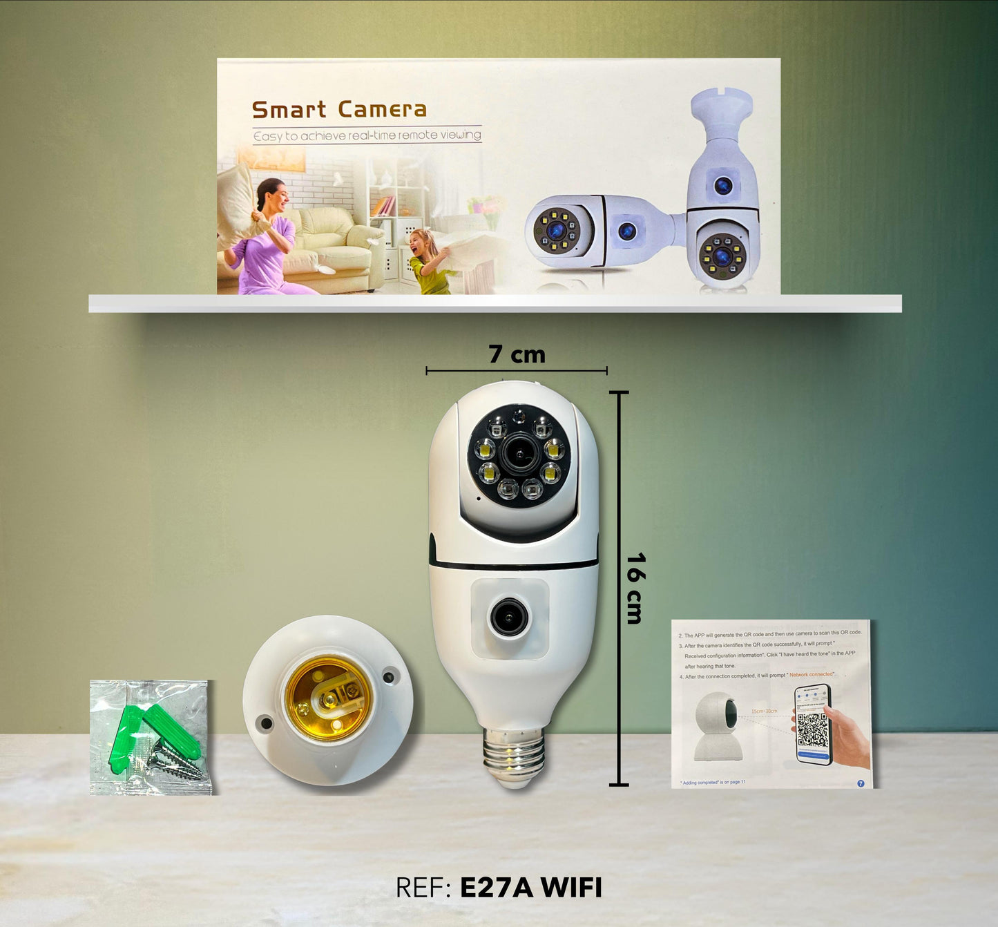 BOMBILLO CON DOBLE CÁMARA IPC V380 E27A WIFI