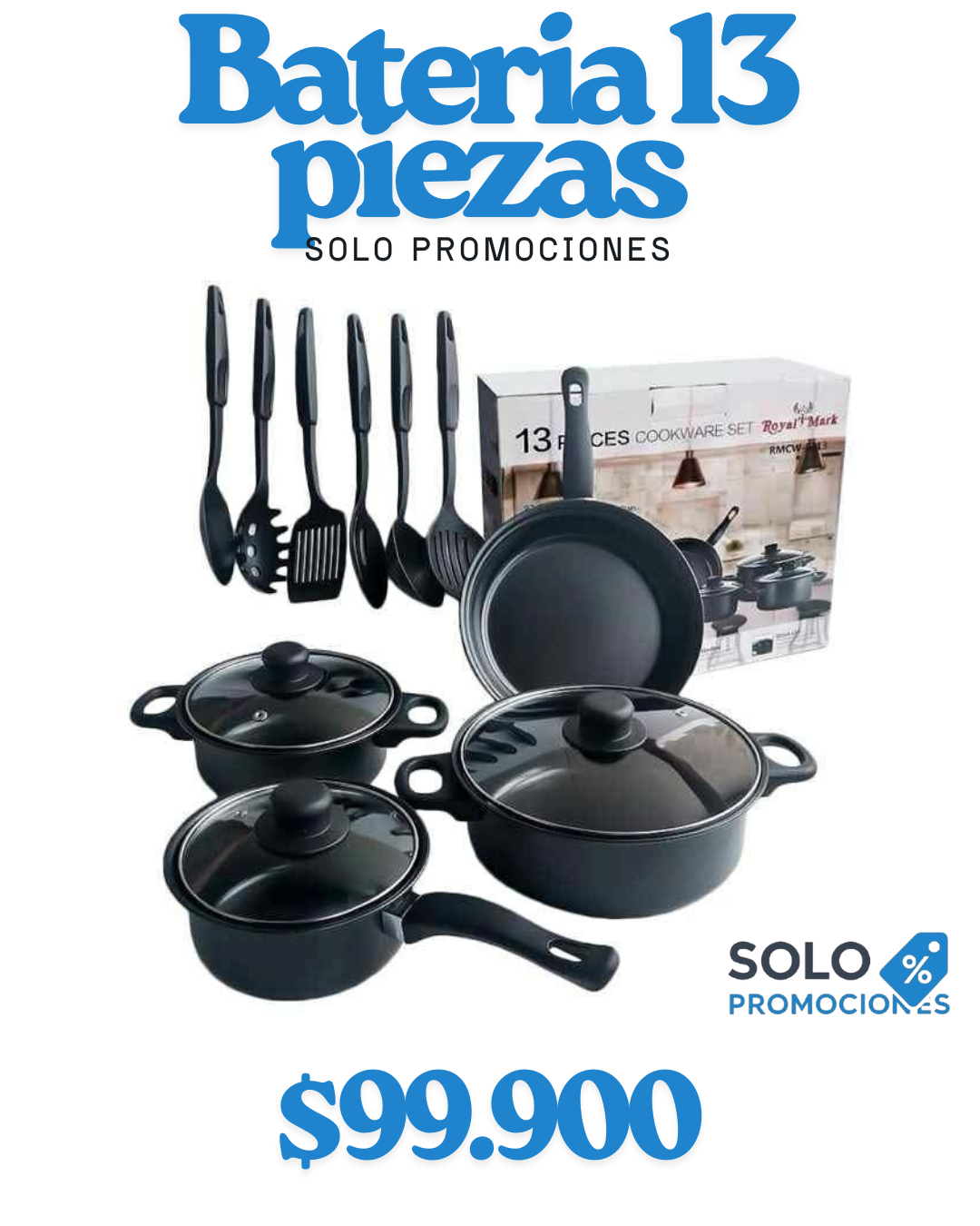 Juego de ollas y utensilios cocina - 13 piezas
