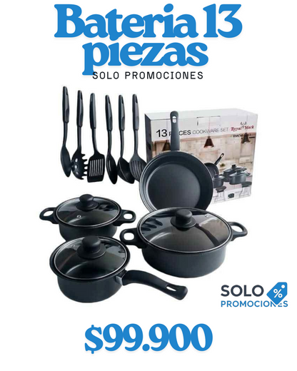 Juego de ollas y utensilios cocina - 13 piezas