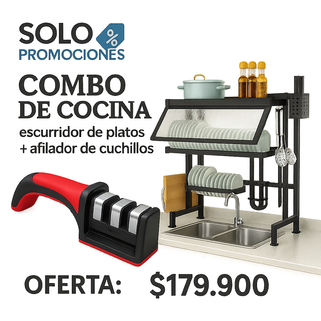 Platero escurridor con cajón + afilador de cuchillos