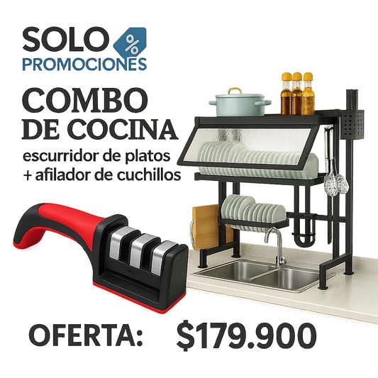 Platero escurridor con cajón + afilador de cuchillos