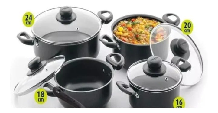 Batería de Ollas Antiadherente 8 piezas Aliada Universal