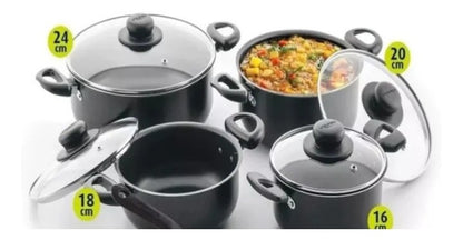 Batería de Ollas Antiadherente 8 piezas Aliada Universal
