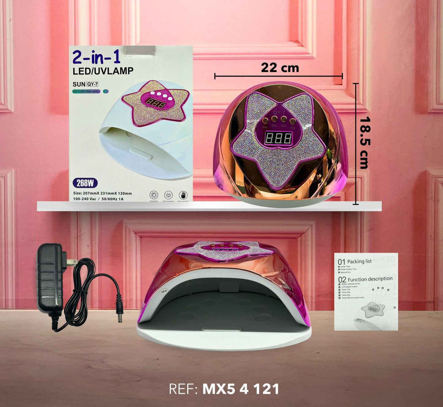 LÁMPARA DE UÑAS LED/UV 2 EN 1 MX5 4 121