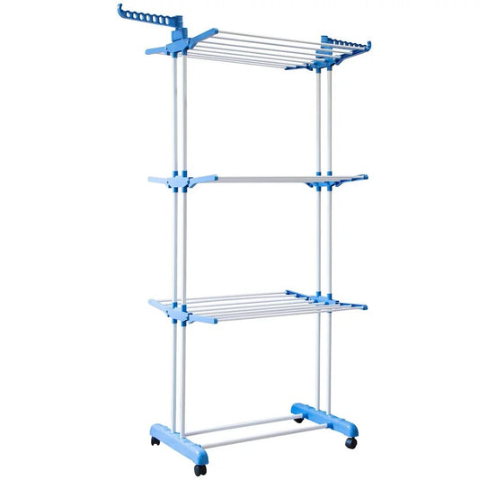 Tendedero de Piso para Ropa Torre 3 Niveles Gris/Blanco