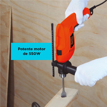 Taladro 1/2 Pulg Percutor 550w 2800rpm Vvr Byd + Clip Strip 6 Brocas Hss Black And Decker