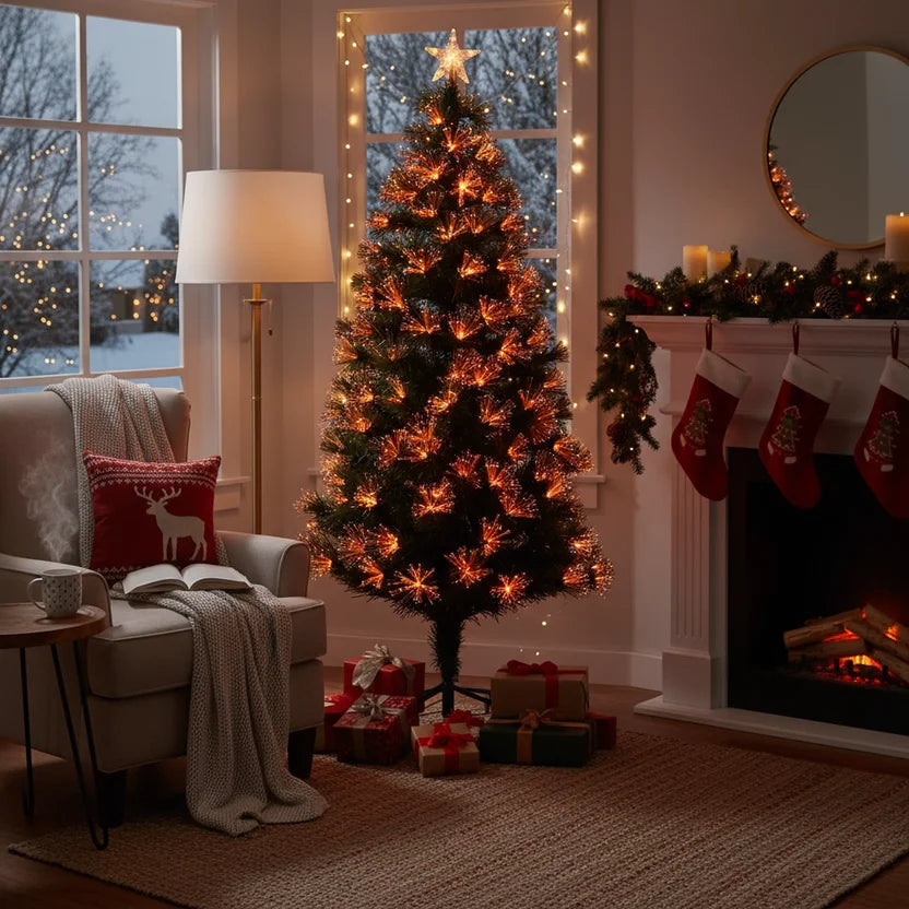 Árbol de Navidad Fibra Óptica 180cm Verde/Multicolor E3