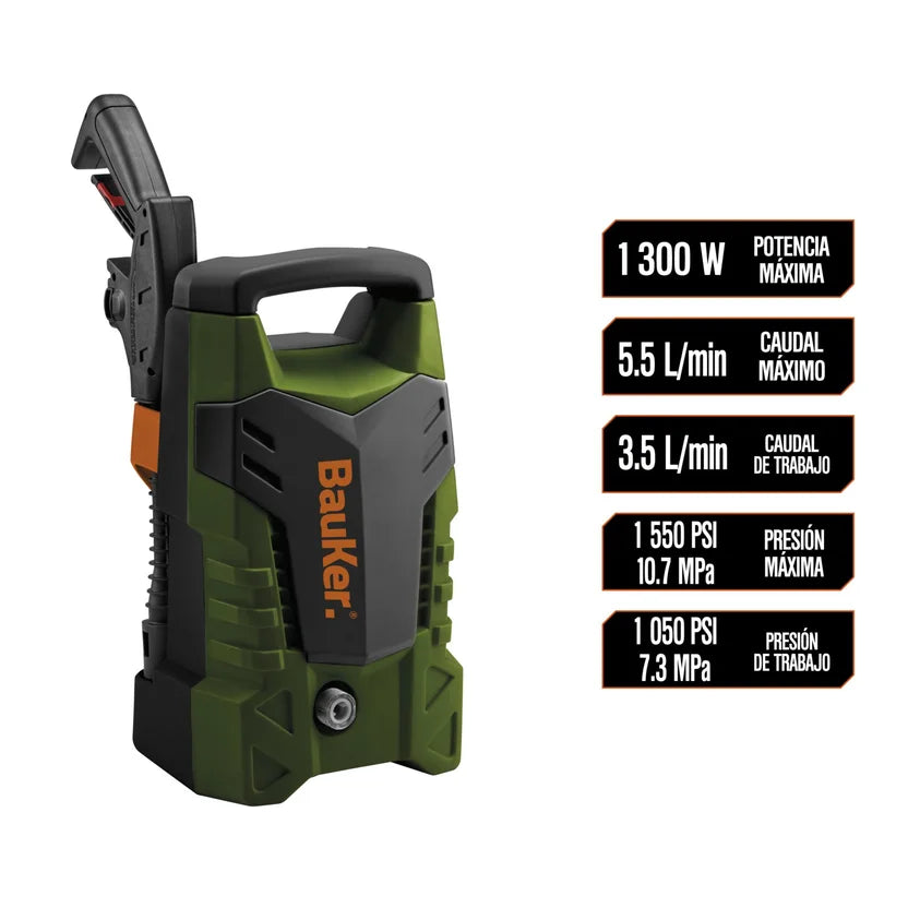 Hidrolavadora Eléctrica Bauker 1300Psi 3.5Lt/min 1300W