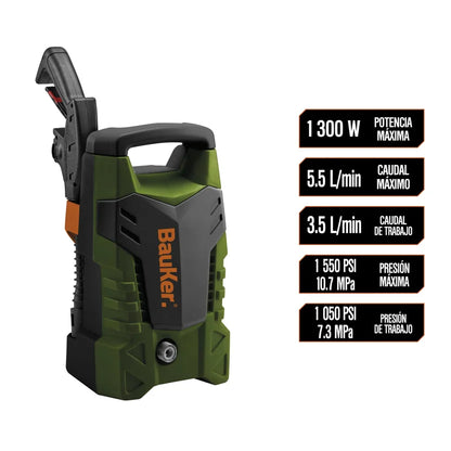 Hidrolavadora Eléctrica Bauker 1300Psi 3.5Lt/min 1300W