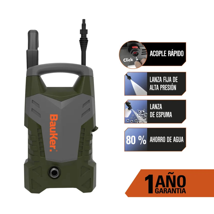 Hidrolavadora Eléctrica Bauker 1300Psi 3.5Lt/min 1300W