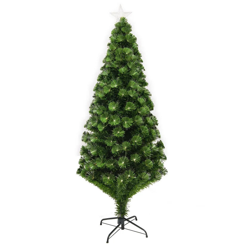 Árbol de Navidad 210 cm 95 Fibra Óptica Verde Cálida E7