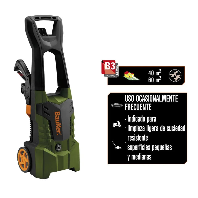 Hidrolavadora Eléctrica Bauker 1650Psi 3.8Lt/min 1400W