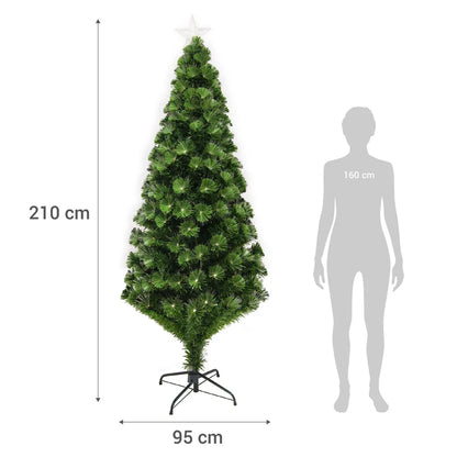 Árbol de Navidad 210 cm 95 Fibra Óptica Verde Cálida E7